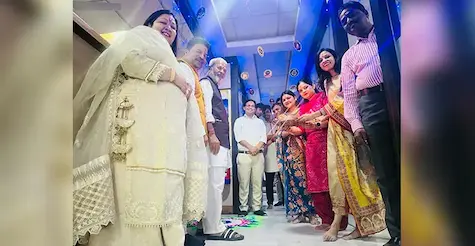 Faculty and students performing Diwali pooja ceremony